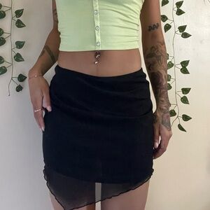 Wild Fable Black Sheer Overlay Pencil Skirt